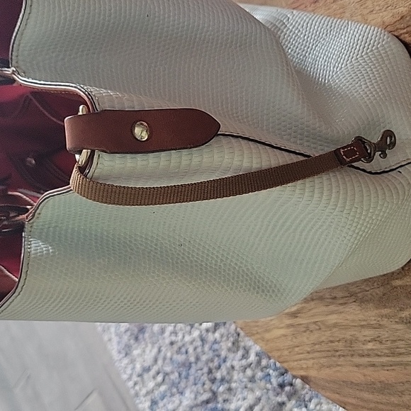 Dooney & Bourke White/Light Blue Lizard Satchel - Picture 15 of 17